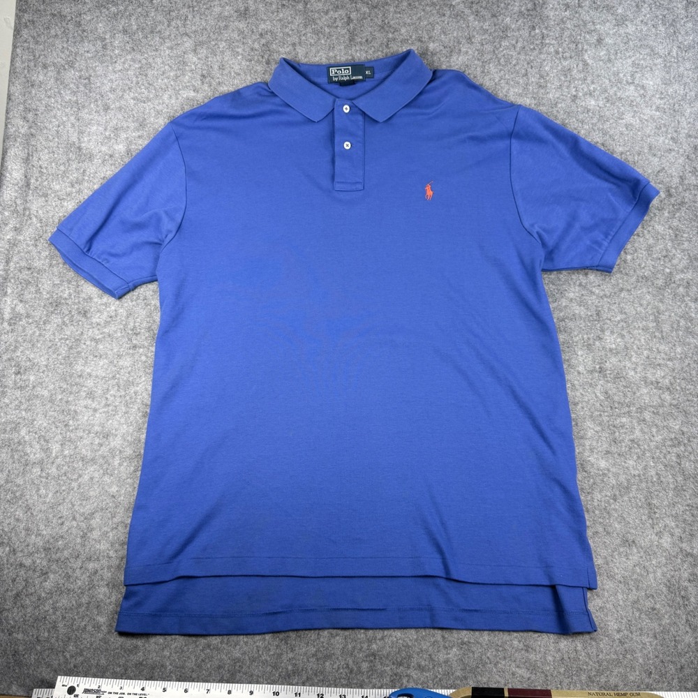 Vintage 90s Polo Ralph Lauren Polo Shirt Mens XL Blue Hong Kong Short Sleeve